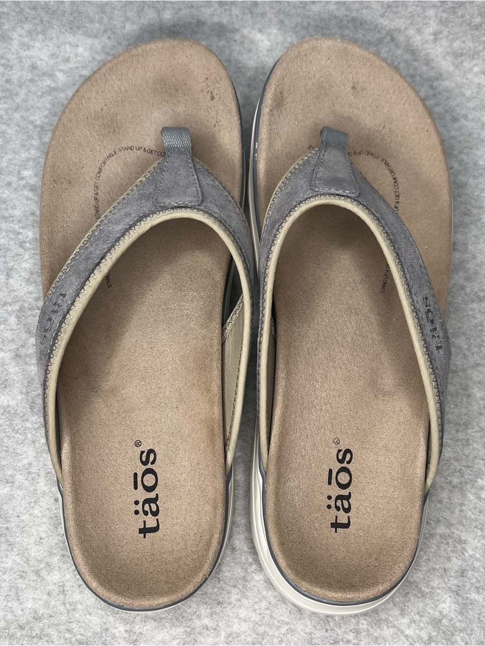TAOS Womens Aur-13540 Flip Flop Thong Sandals Gray Cloud Nubuck Leather Sz 10 - Picture 6 of 10
